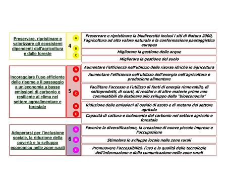 Preservare, ripristinare e valorizzare gli ecosistemi dipendenti dall'agricoltura e dalle foreste 4 Preservare e ripristinare la biodiversità inclusi i.
