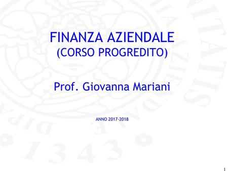 FINANZA AZIENDALE (CORSO PROGREDITO)