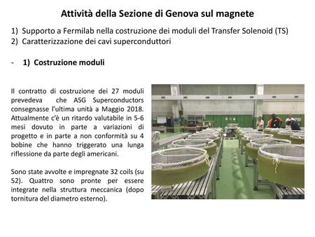 Attività della Sezione di Genova sul magnete