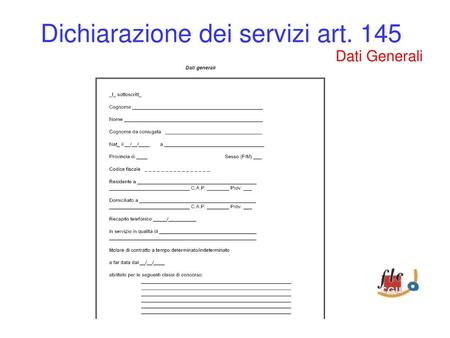 Dichiarazione dei servizi art. 145