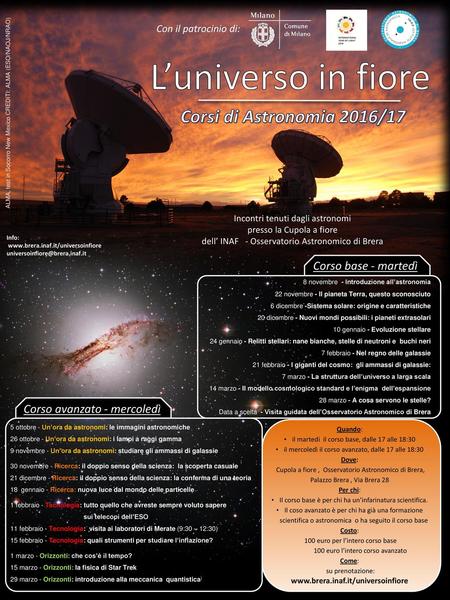 L’universo in fiore Corsi di Astronomia 2016/17 Corso base - martedì