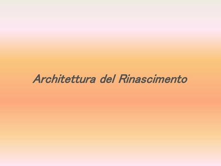 Architettura del Rinascimento