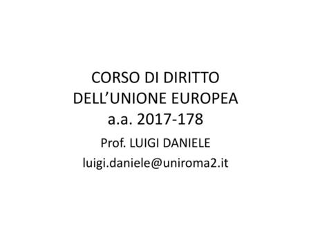 CORSO DI DIRITTO DELL’UNIONE EUROPEA a.a