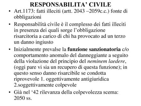 RESPONSABILITA’ CIVILE