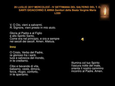 26 LUGLIO 2017 MERCOLEDÌ - IV SETTIMANA DEL SALTERIO DEL T. O