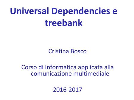 Universal Dependencies e treebank