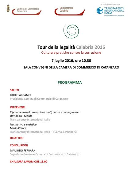 Tour della legalità Calabria 2016
