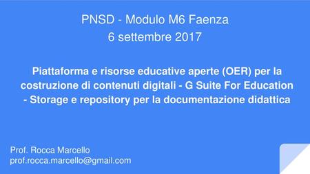 PNSD - Modulo M6 Faenza 6 settembre 2017