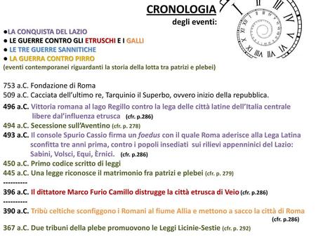 CRONOLOGIA degli eventi: 753 a.C. Fondazione di Roma
