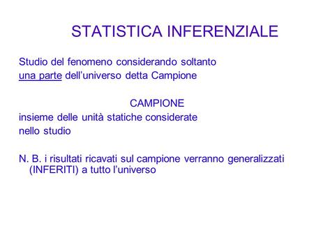 STATISTICA INFERENZIALE