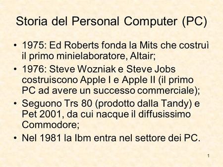 Storia del Personal Computer (PC)
