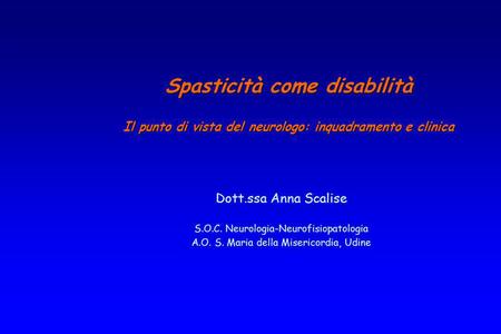 Spasticità come disabilità