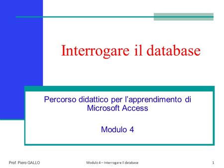 Interrogare il database