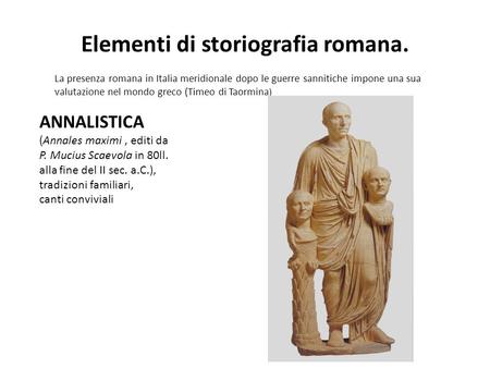 Elementi di storiografia romana.