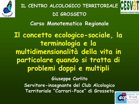 IL CENTRO ALCOLOGICO TERRITORIALE Corso Monotematico Regionale