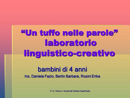 “Un tuffo nelle parole” laboratorio linguistico-creativo