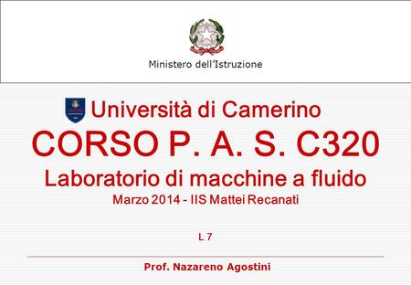 CORSO P. A. S. C320 Università di Camerino