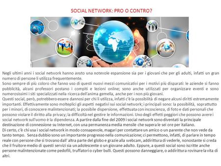 SOCIAL NETWORK: PRO O CONTRO?