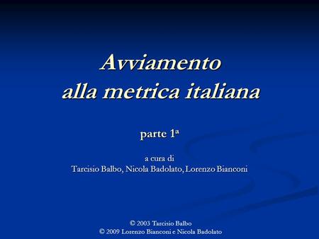 Avviamento alla metrica italiana parte 1a