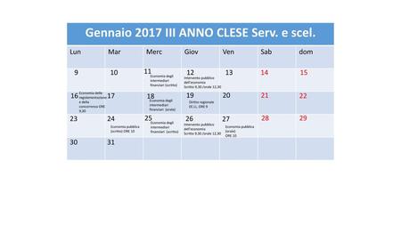 Gennaio 2017 III ANNO CLESE Serv. e scel.