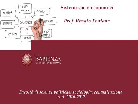 Sistemi socio-economici Prof. Renato Fontana