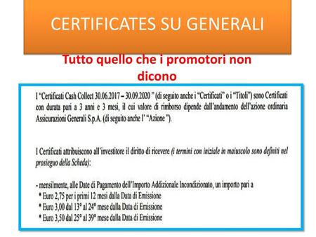 CERTIFICATES SU GENERALI