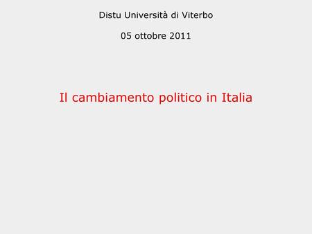 Distu Università di Viterbo 05 ottobre 2011