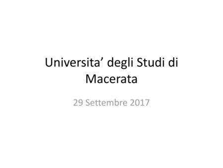 Universita’ degli Studi di Macerata