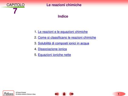 7 CAPITOLO Le reazioni chimiche Indice