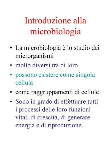 Introduzione alla microbiologia