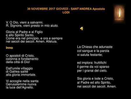 30 NOVEMBRE 2017 GIOVEDÌ - SANT'ANDREA Apostolo LODI
