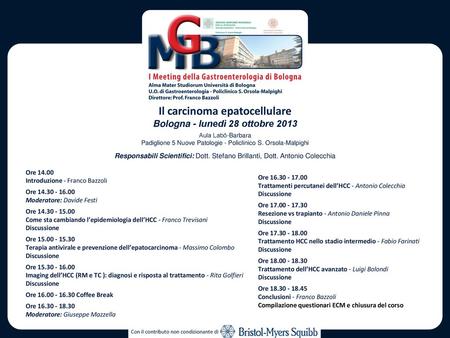 Il carcinoma epatocellulare Bologna - lunedì 28 ottobre 2013