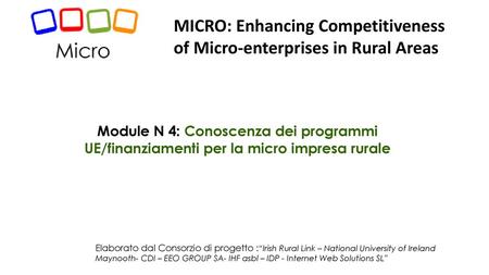 MICRO: Enhancing Competitiveness of Micro-enterprises in Rural Areas