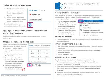 Audio Riferimento rapido per Lync 2013 per Office 365