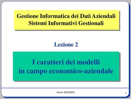 Gestione Informatica dei Dati Aziendali Sistemi Informativi Gestionali