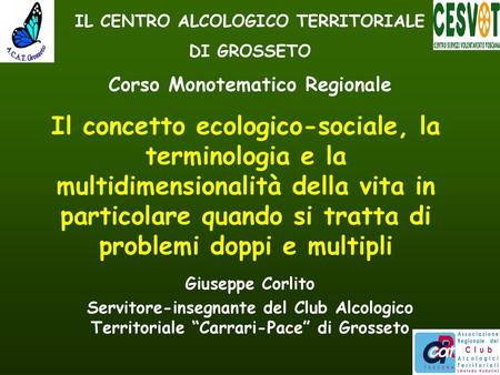 IL CENTRO ALCOLOGICO TERRITORIALE Corso Monotematico Regionale