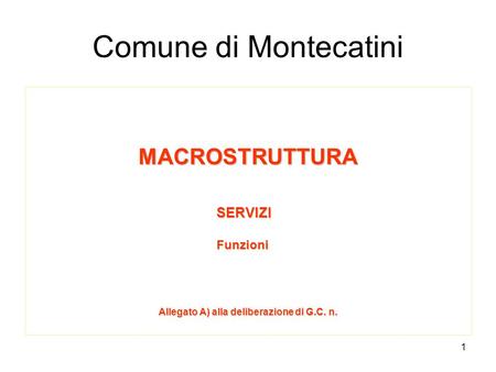 1 MACROSTRUTTURA SERVIZI SERVIZI Funzioni Funzioni Allegato A) alla deliberazione di G.C. n. Comune di Montecatini.