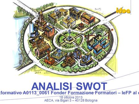 18 ottobre 2013 AECA, via Bigari 3 – 40128 Bologna ANALISI SWOT Piano formativo A0113_0061 Fonder Formazione Formatori – IeFP al centro.
