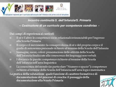 Incontro continuità S. dell’Infanzia/S. Primaria