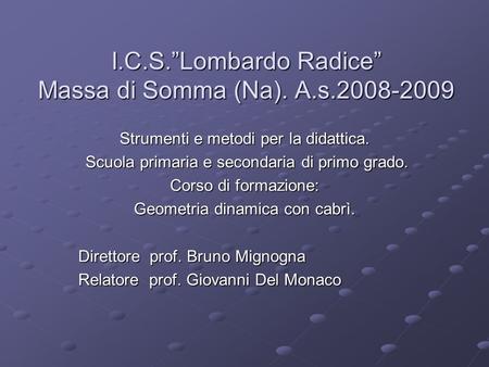 I.C.S.”Lombardo Radice” Massa di Somma (Na). A.s