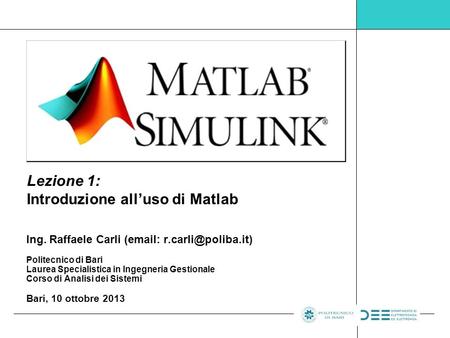 Lezione 1: Introduzione all’uso di Matlab