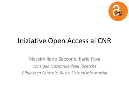 Iniziative Open Access al CNR