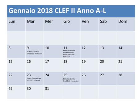 Gennaio 2018 CLEF II Anno A-L
