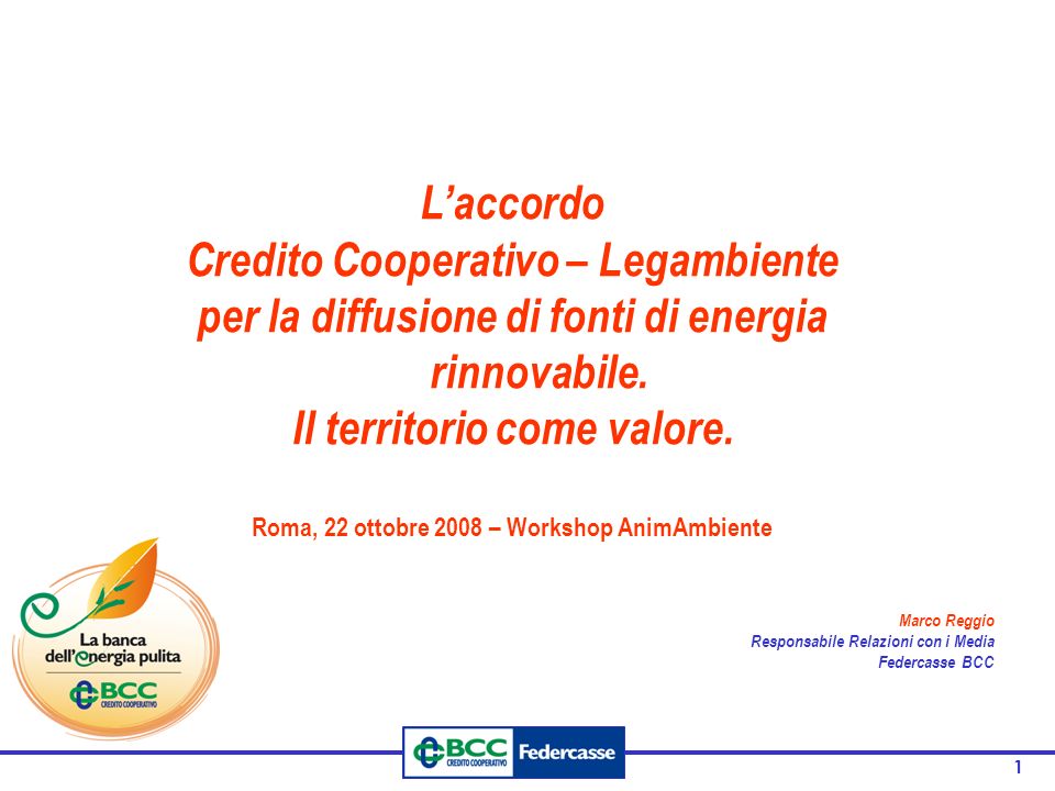 Credito Cooperativo Legambiente Ppt Scaricare