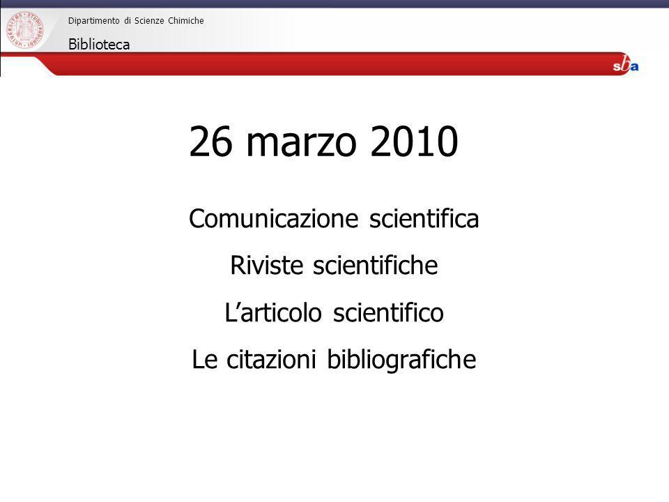 Divulgazione, DIPARTIMENTO DI SCIENZE CHIMICHE