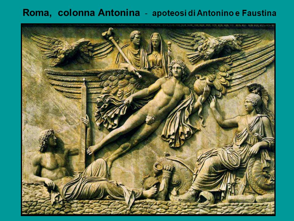 Roma, colonna Antonina - apoteosi di Antonino e Faustina