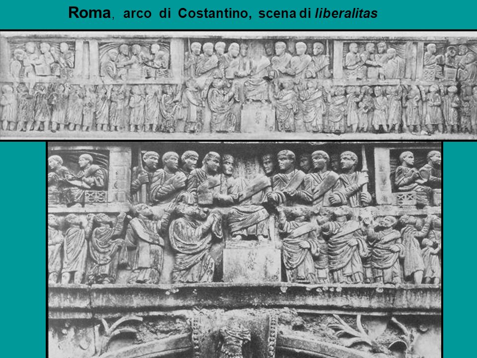 Roma, arco di Costantino, scena di liberalitas