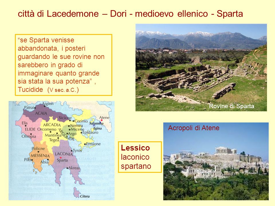 città di Lacedemone – Dori - medioevo ellenico - Sparta