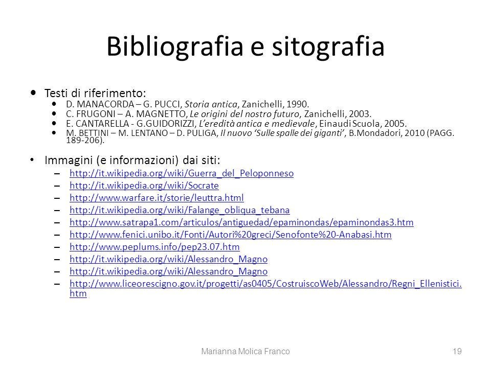 Bibliografia e sitografia