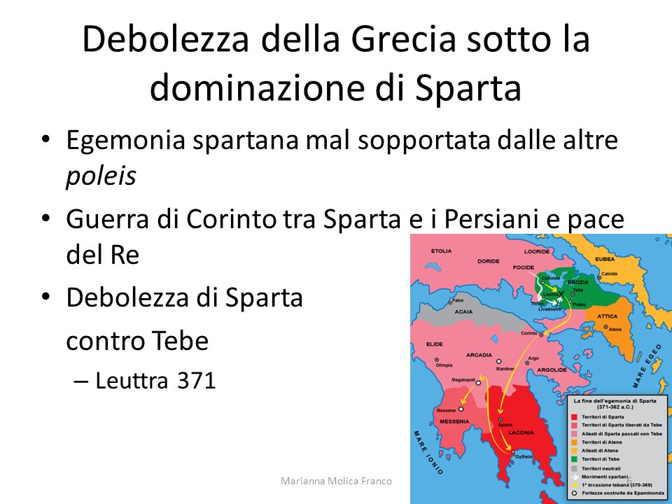 Debolezza della Grecia sotto la dominazione di Sparta